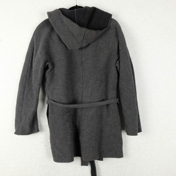 Gap Hoodie Womens Small Gray Open Belted Wool Blend Lightweight Hooded Casual - Picture 5 of 8